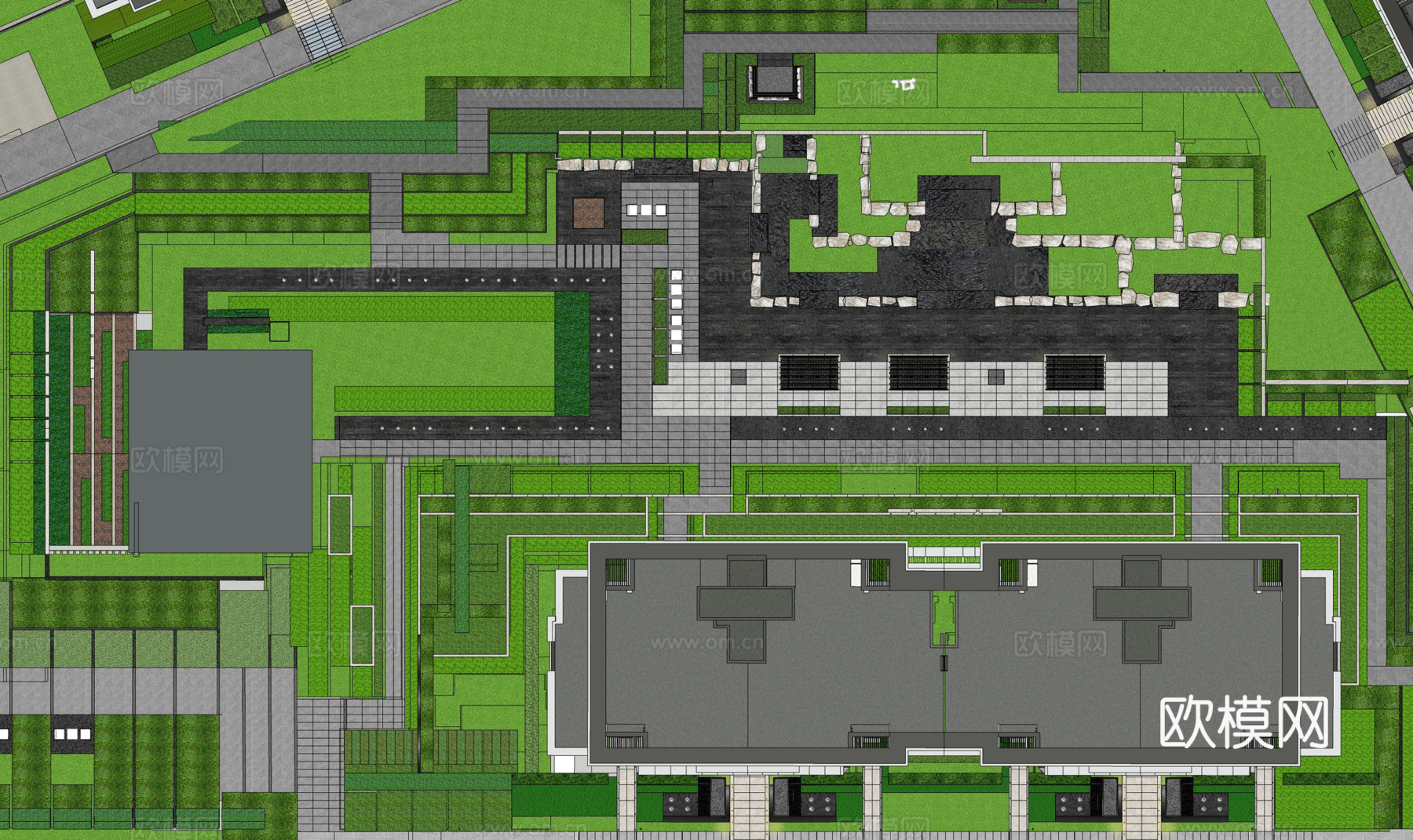 示范区 景观 地产 售楼部 公园su模型