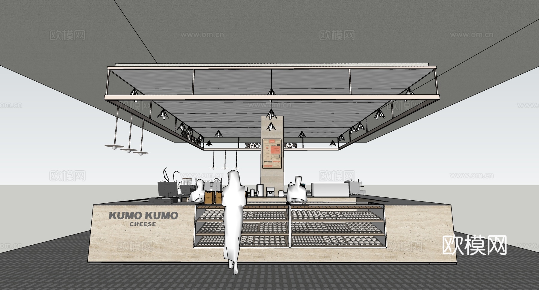 现代奶茶店 餐饮中岛 咖啡店 水吧台操作台su模型