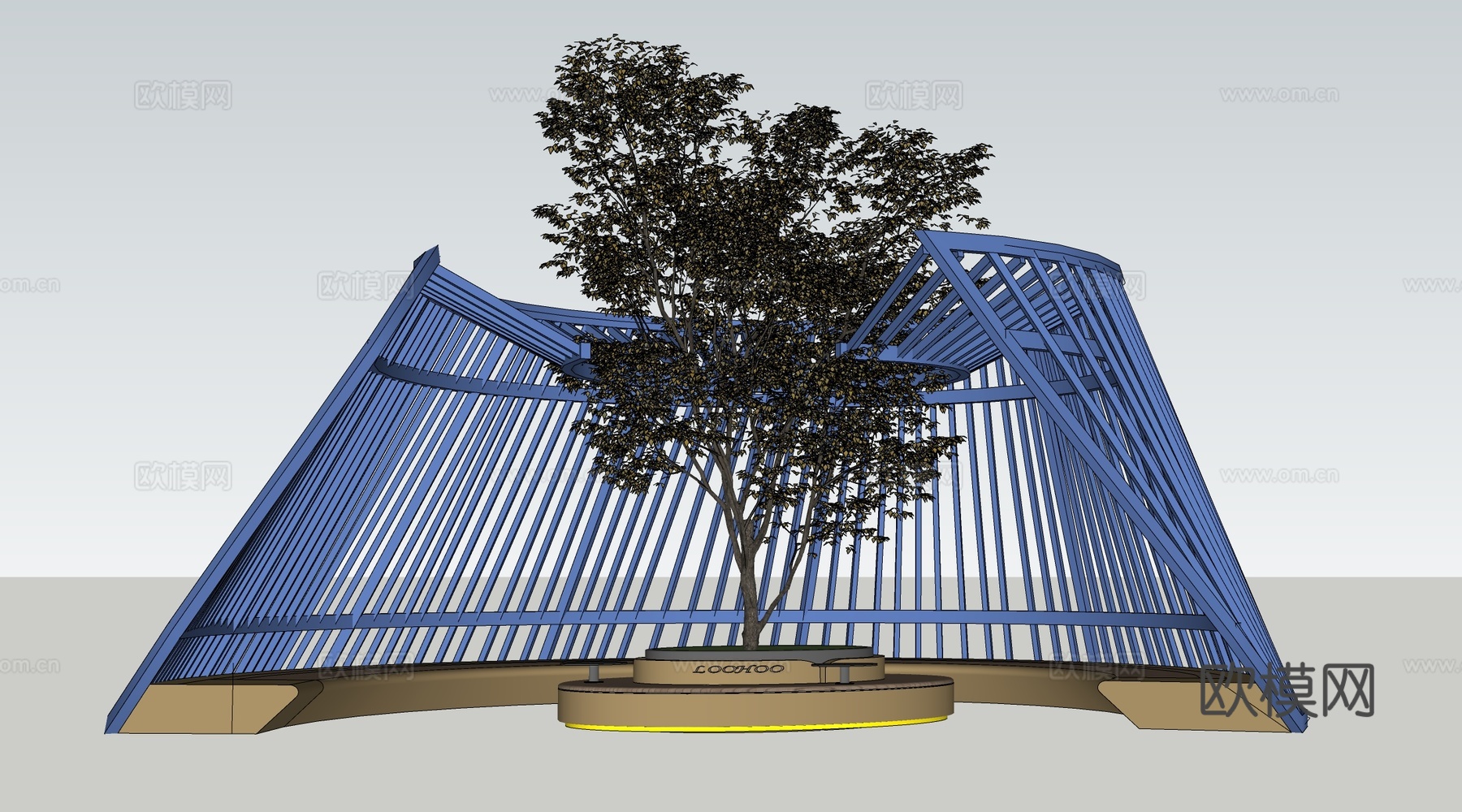 现代景观构筑物 景观构架 景观廊架 景观装置su模型