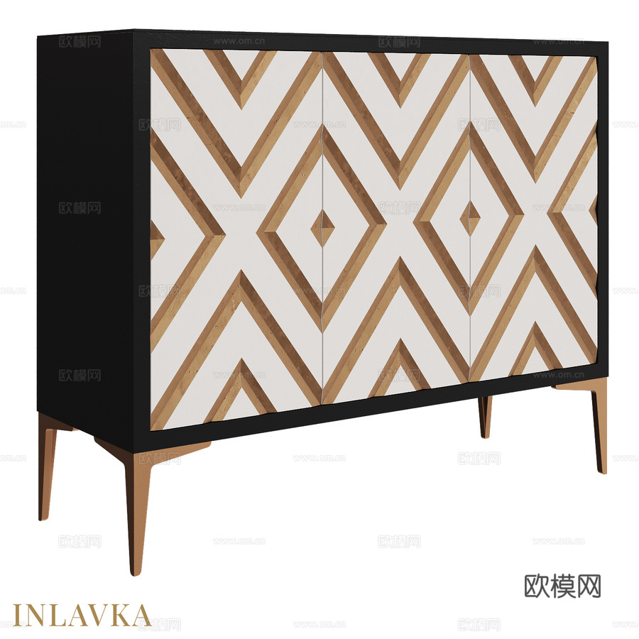 OM钻石纹三门短款梳妆台3d模型下载