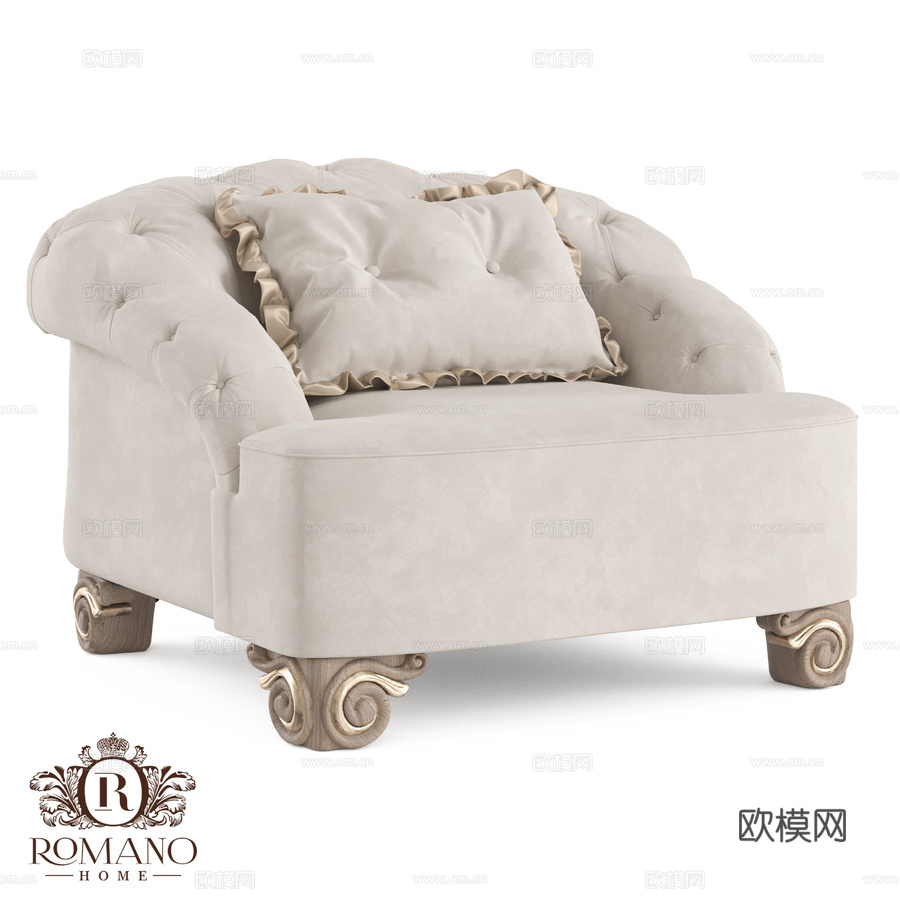(OM) 丹尼尔·罗曼诺家居软扶手椅3d模型下载