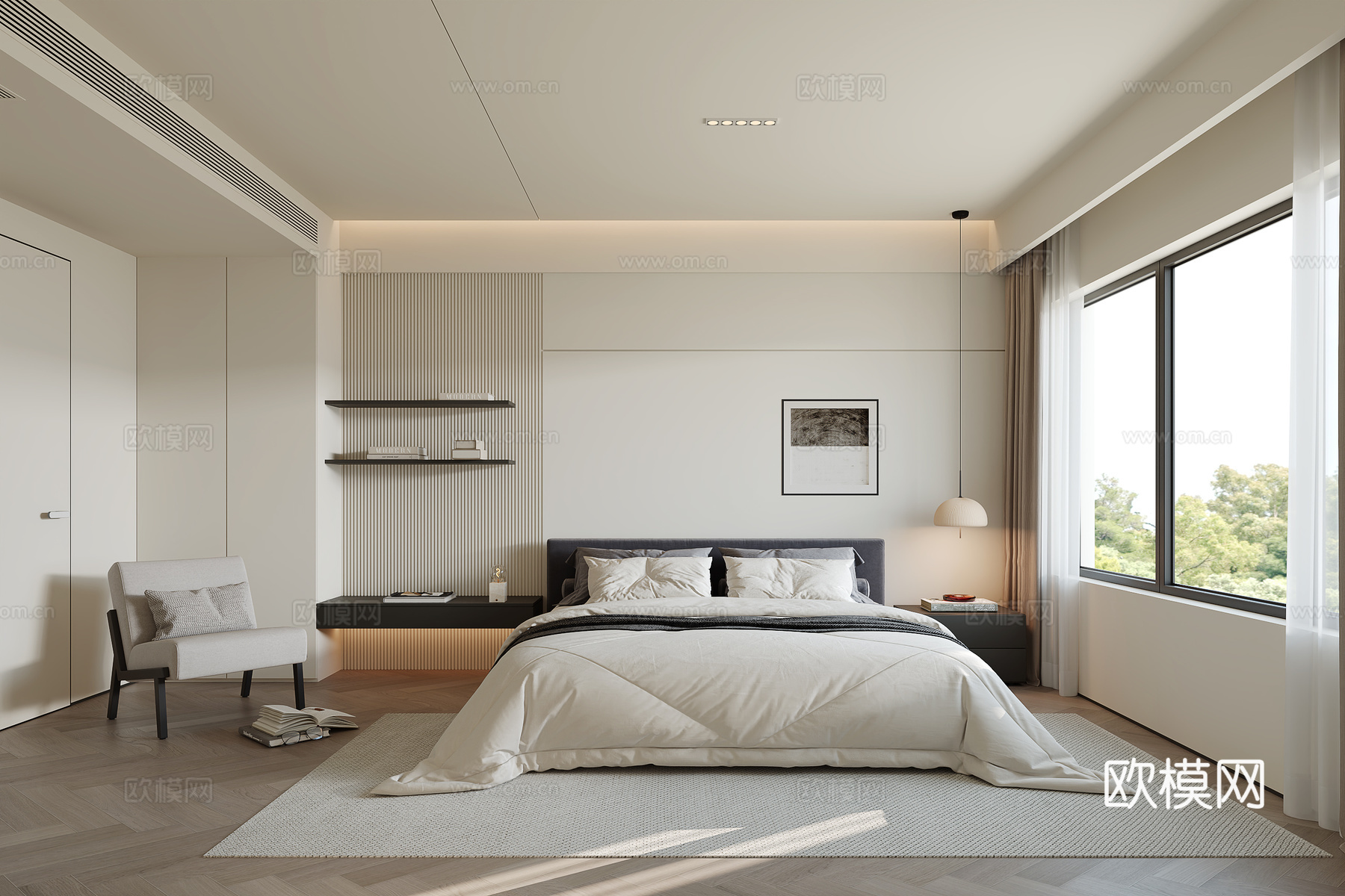 现代卧室su模型