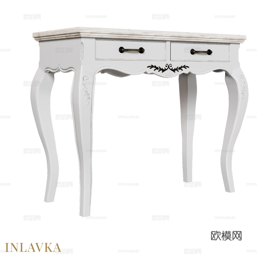 OM 经典款双抽屉边桌3d模型