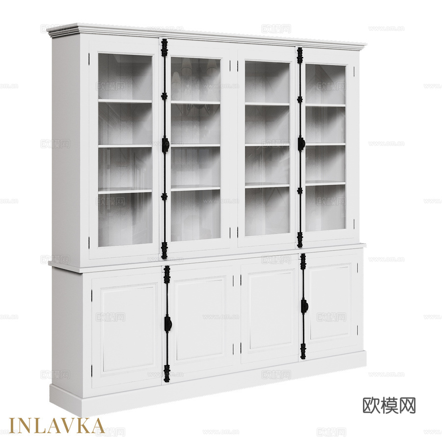 OM经典风格宽展示柜（219厘米）3d模型下载