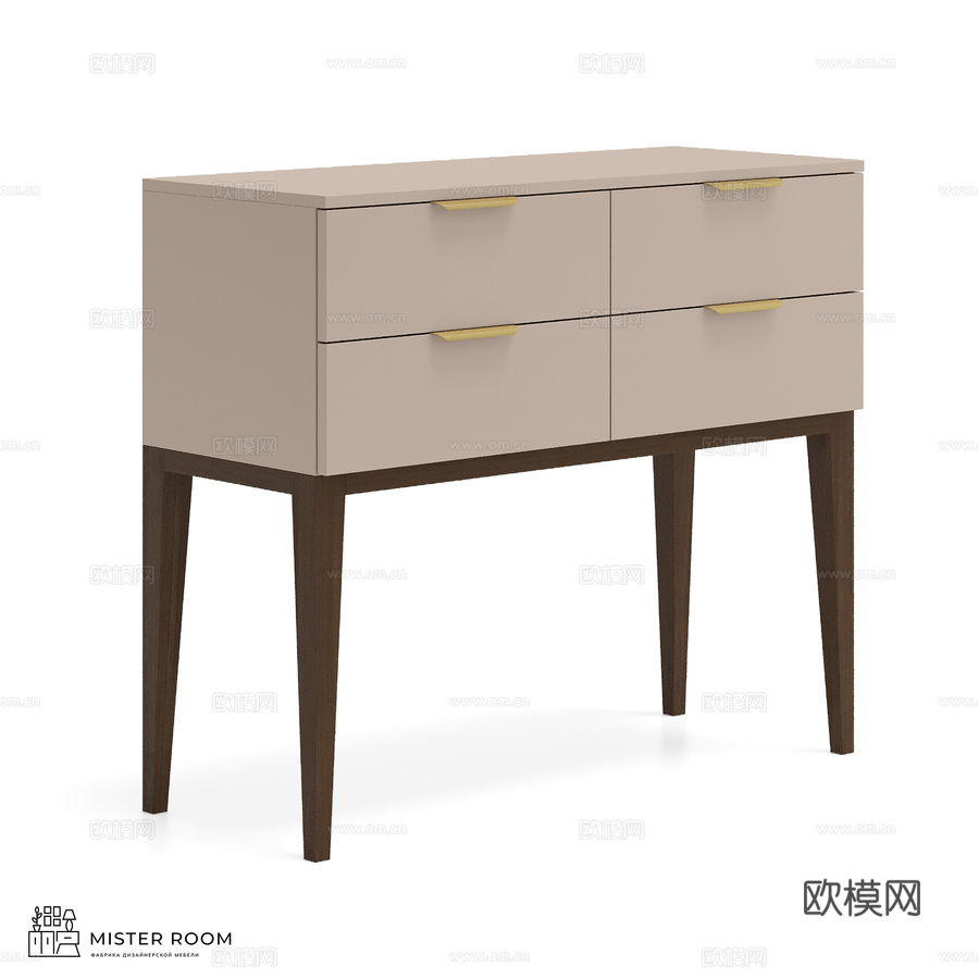OM Mister Room 钻石木饰面边柜 DMW 503d模型下载