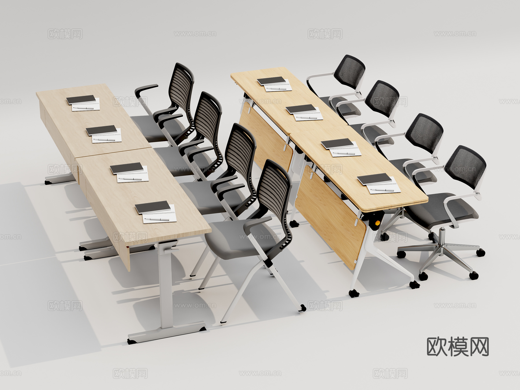 培训桌椅课桌椅3d模型下载