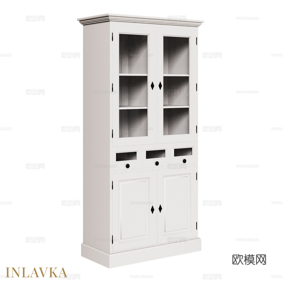 OM经典风格四门餐边柜3d模型下载