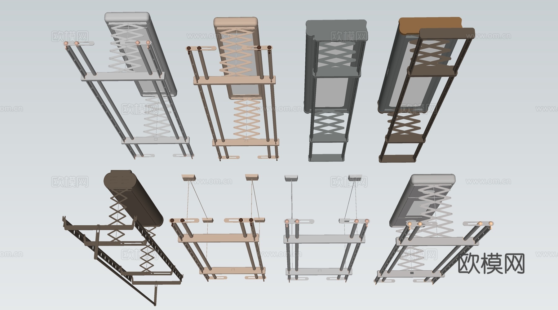 现代电动晾衣架 折叠晾衣架su模型