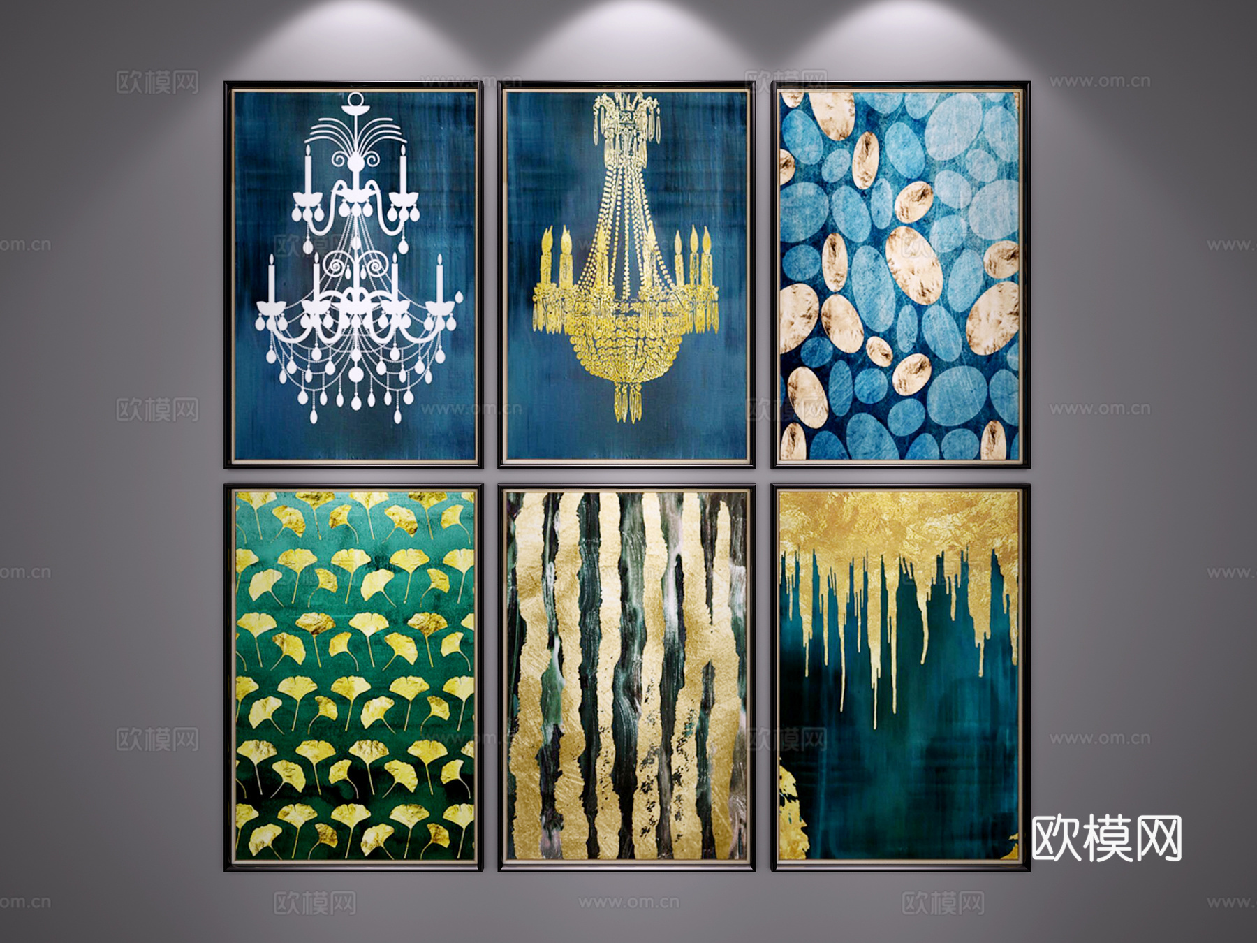 现代挂画 中式挂画 北欧挂画3d模型下载（渲染图1）