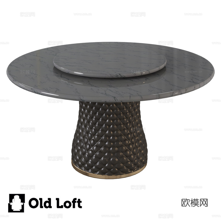 OM圆形餐桌 大理石蘑菇对比款3d模型下载