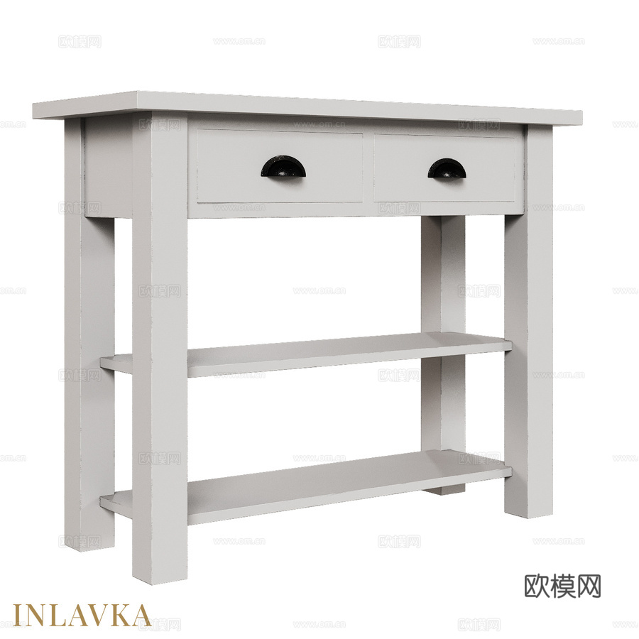 OM双层架抽屉经典边柜3d模型下载