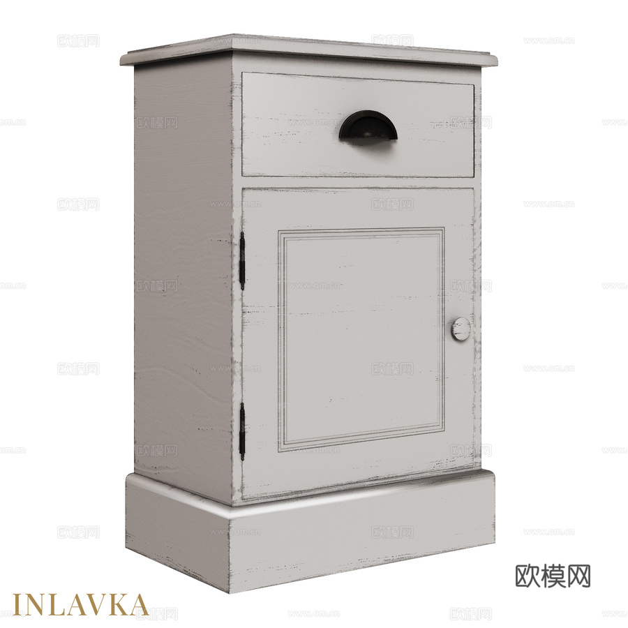 OM经典款单门带抽屉床头柜3d模型下载