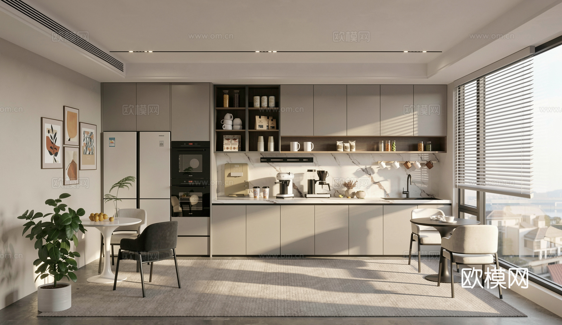 现代办公茶水间_茶水间su模型