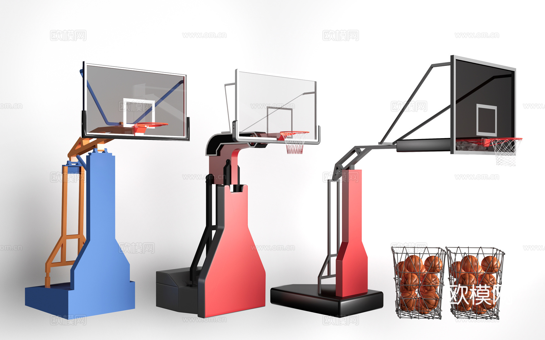 现代篮球架 篮球框su模型