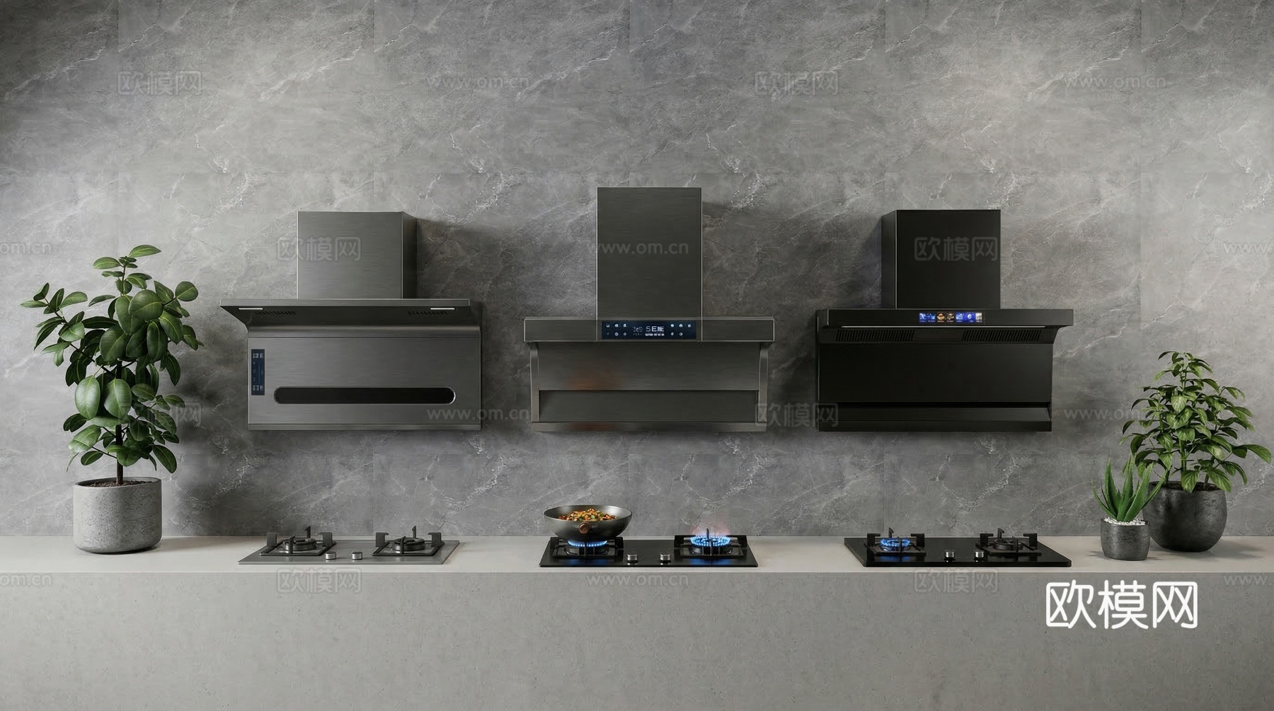 油烟机燃气灶su模型