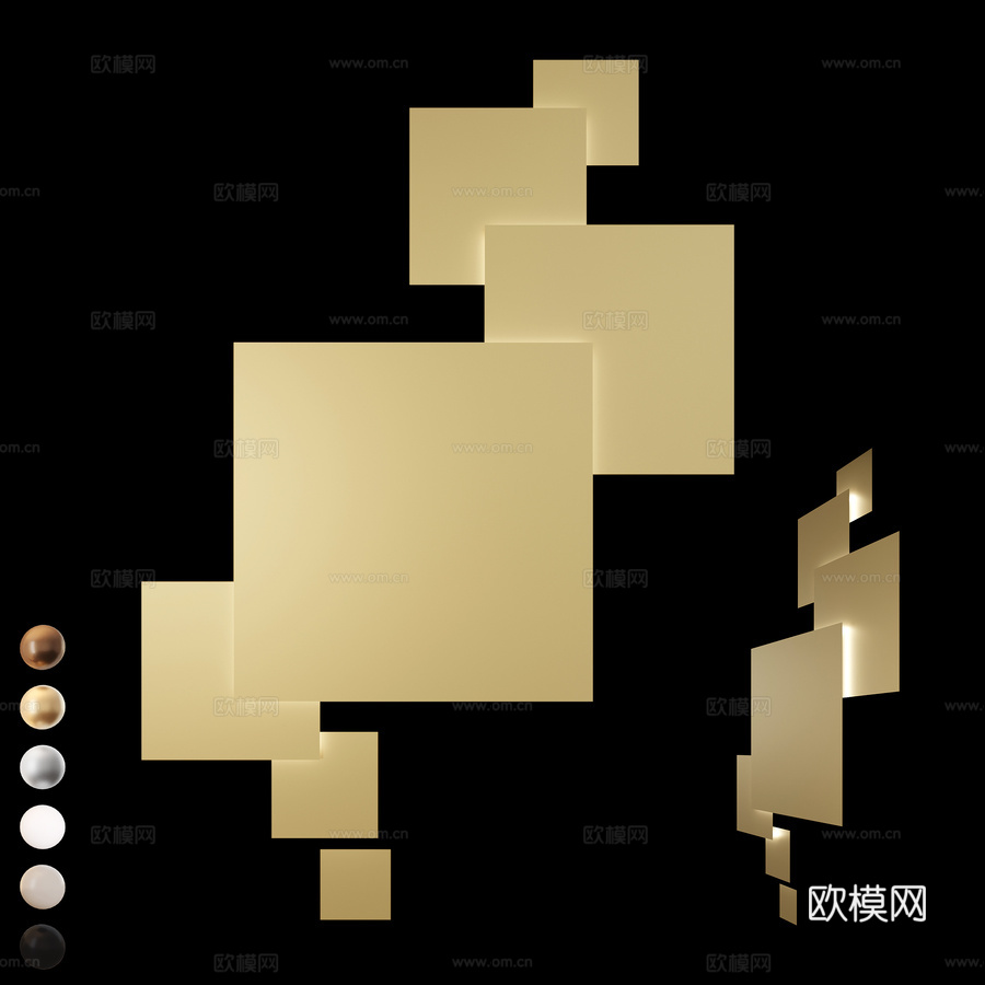 大型方形壁灯LED组合灯具ATTA-3d模型下载