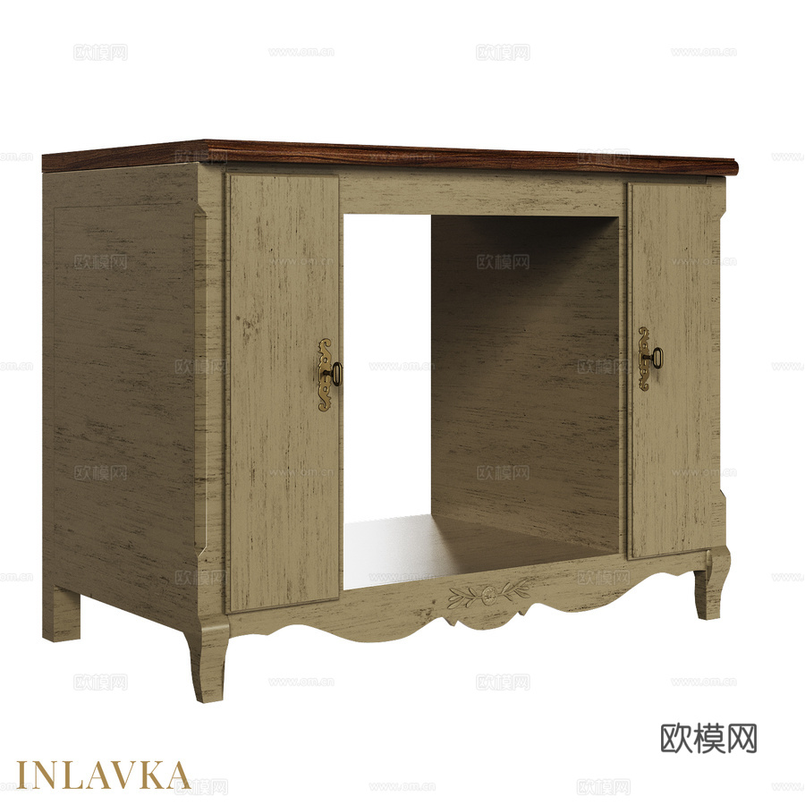 OM经典风格宽厨房烤箱柜3d模型下载