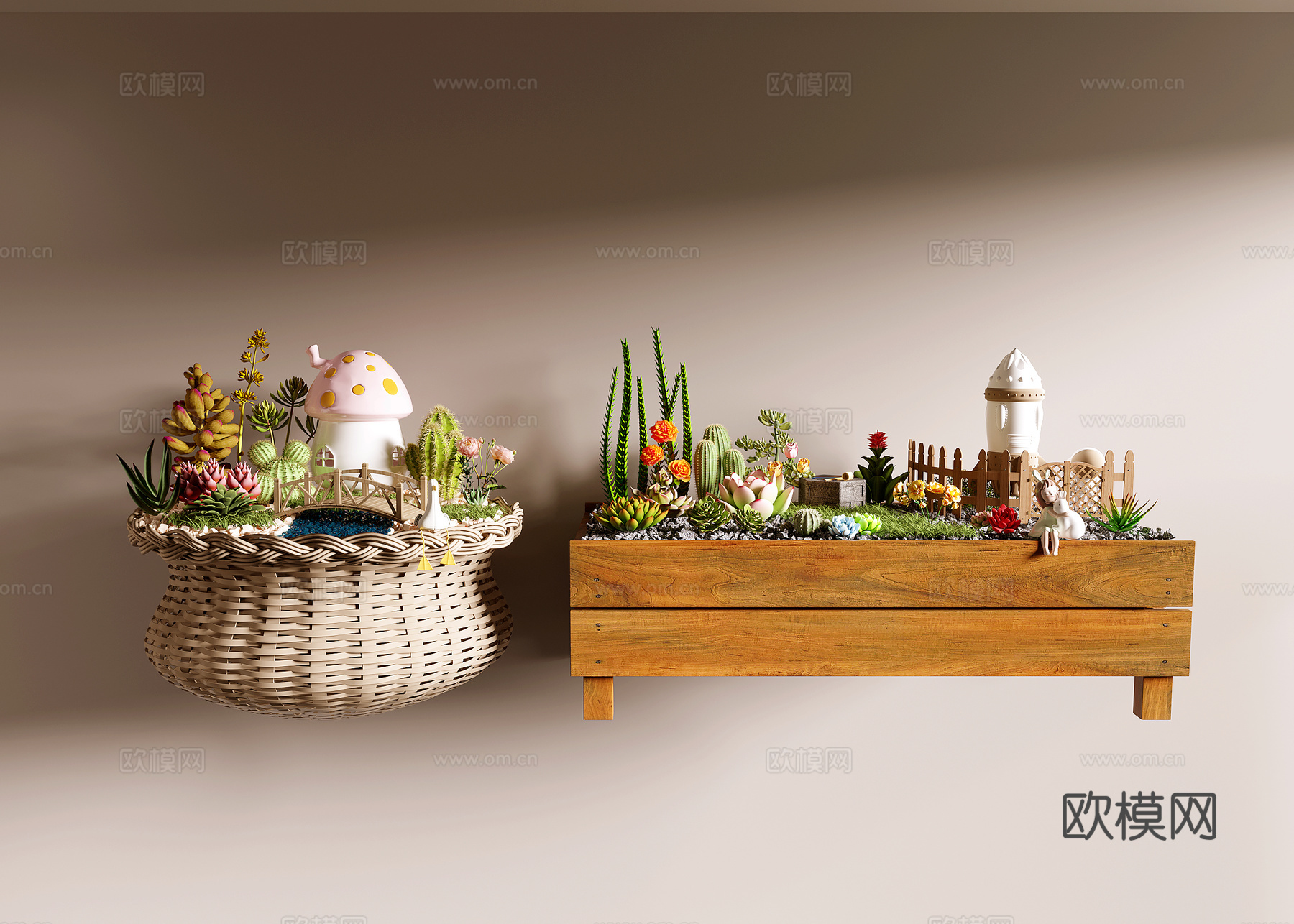 多肉组合3d模型下载