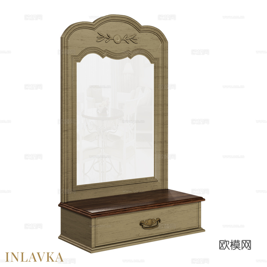 OM经典风格带抽屉玄关镜3d模型下载