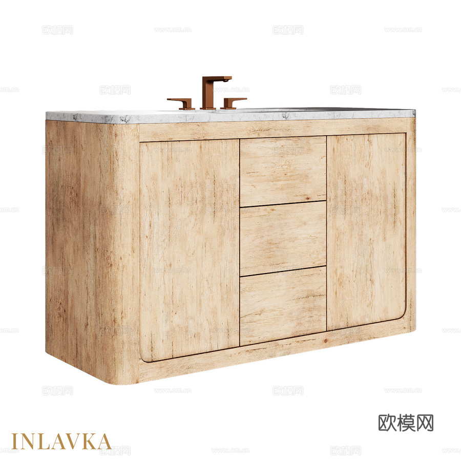 OM现代风格双门带抽屉梳妆柜3d模型下载