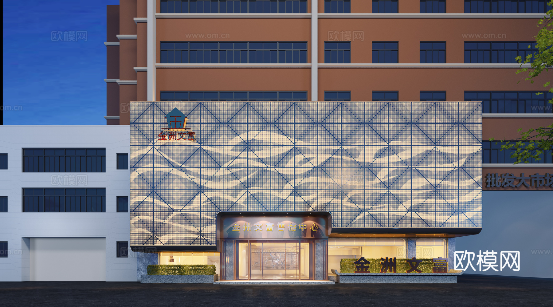 后现代风格 门头3d模型下载（渲染图1）