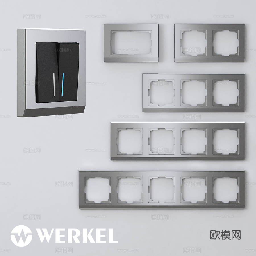 OM Werkel系列塑料开关插座框架3d模型下载