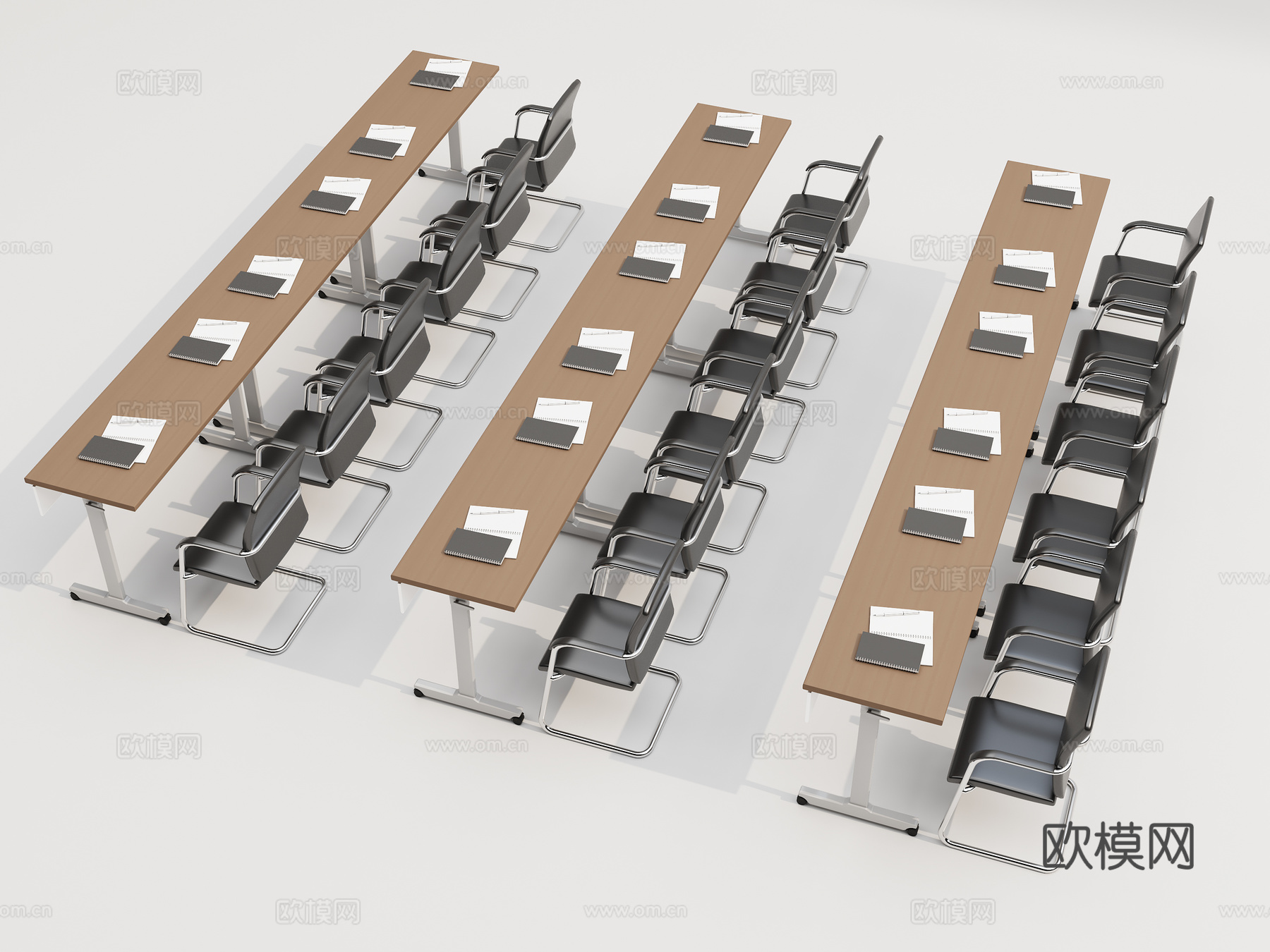 培训桌椅3d模型3d模型下载