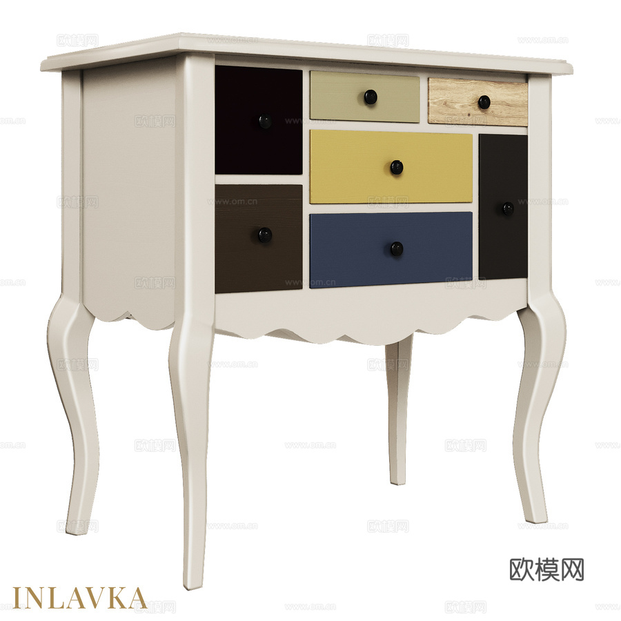 OM 7抽屉多色抽屉柜3d模型下载