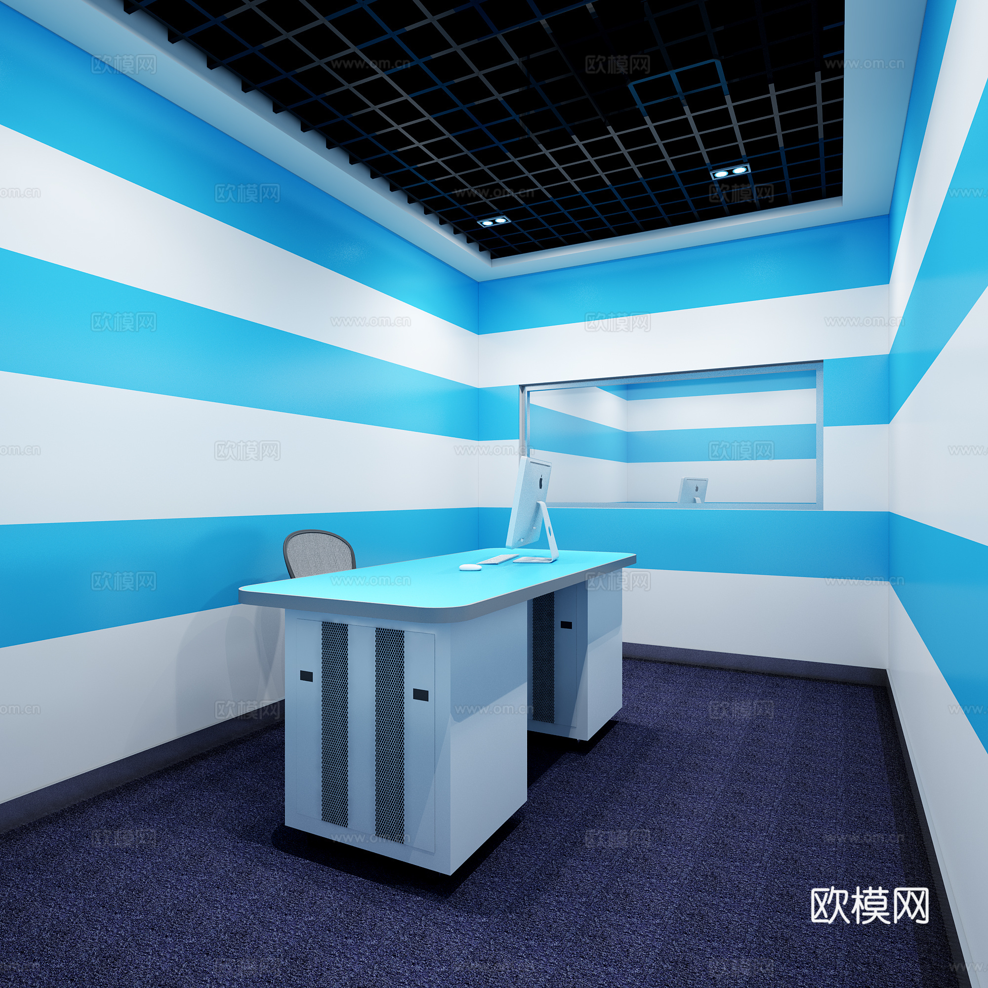 现代电视台直播间3d模型下载（渲染图2）