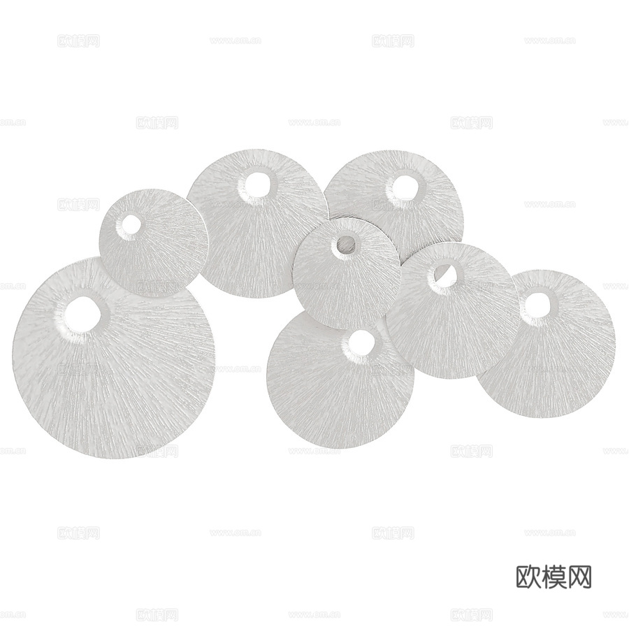 OM玻璃风格银色圆形浮雕面板3d模型下载
