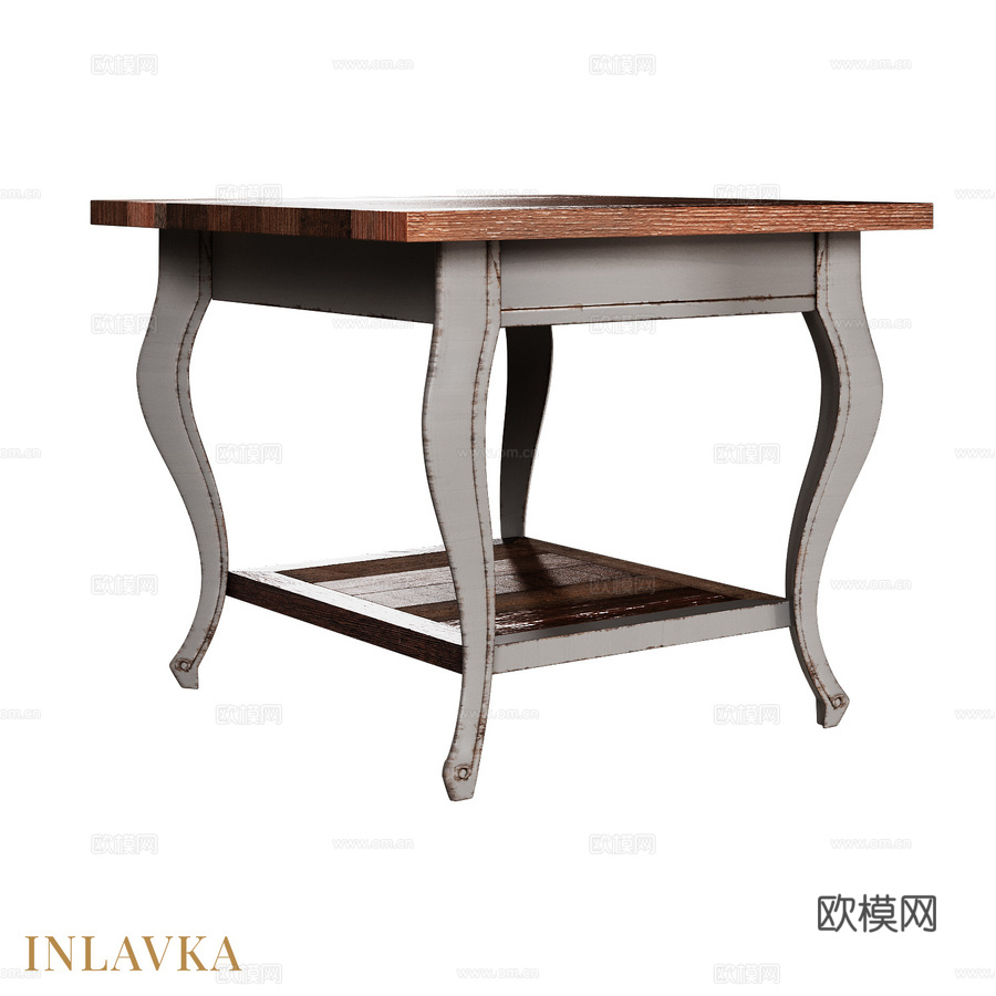 OM 乡村风格曲腿边桌 60x60 cm3d模型下载