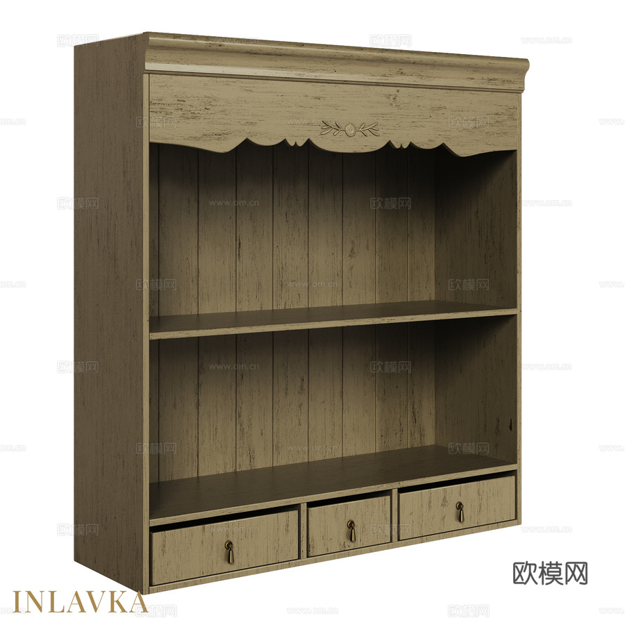 OM 110厘米带壁挂搁板经典衣柜3d模型下载