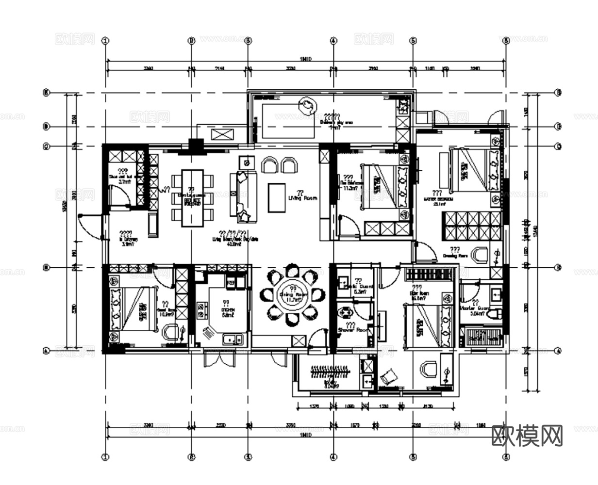 10套中古风大平层家装样板间家装豪宅CAD施工图cad施工图cad施工图