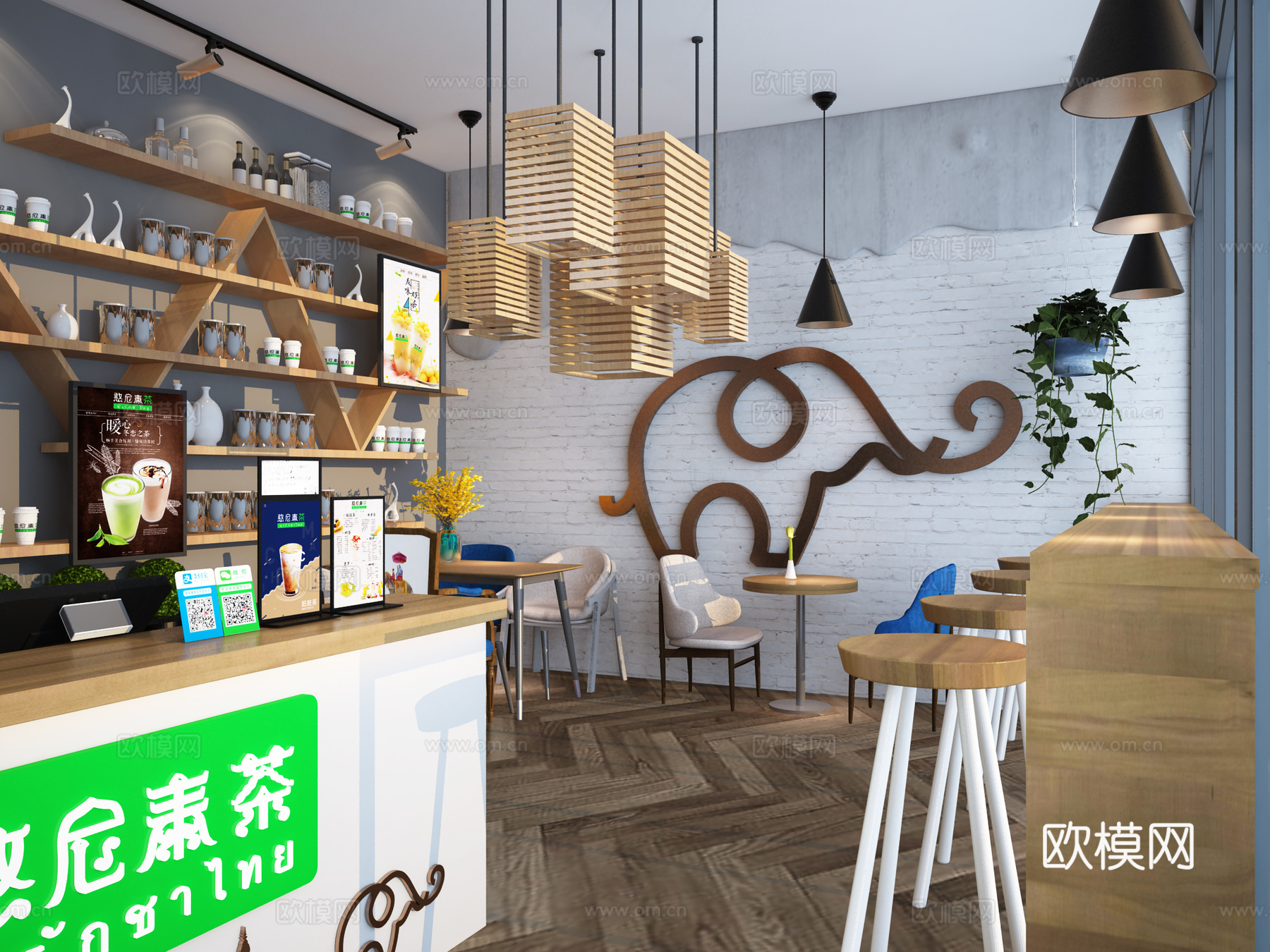 泰式奶茶店3d模型下载（渲染图4）