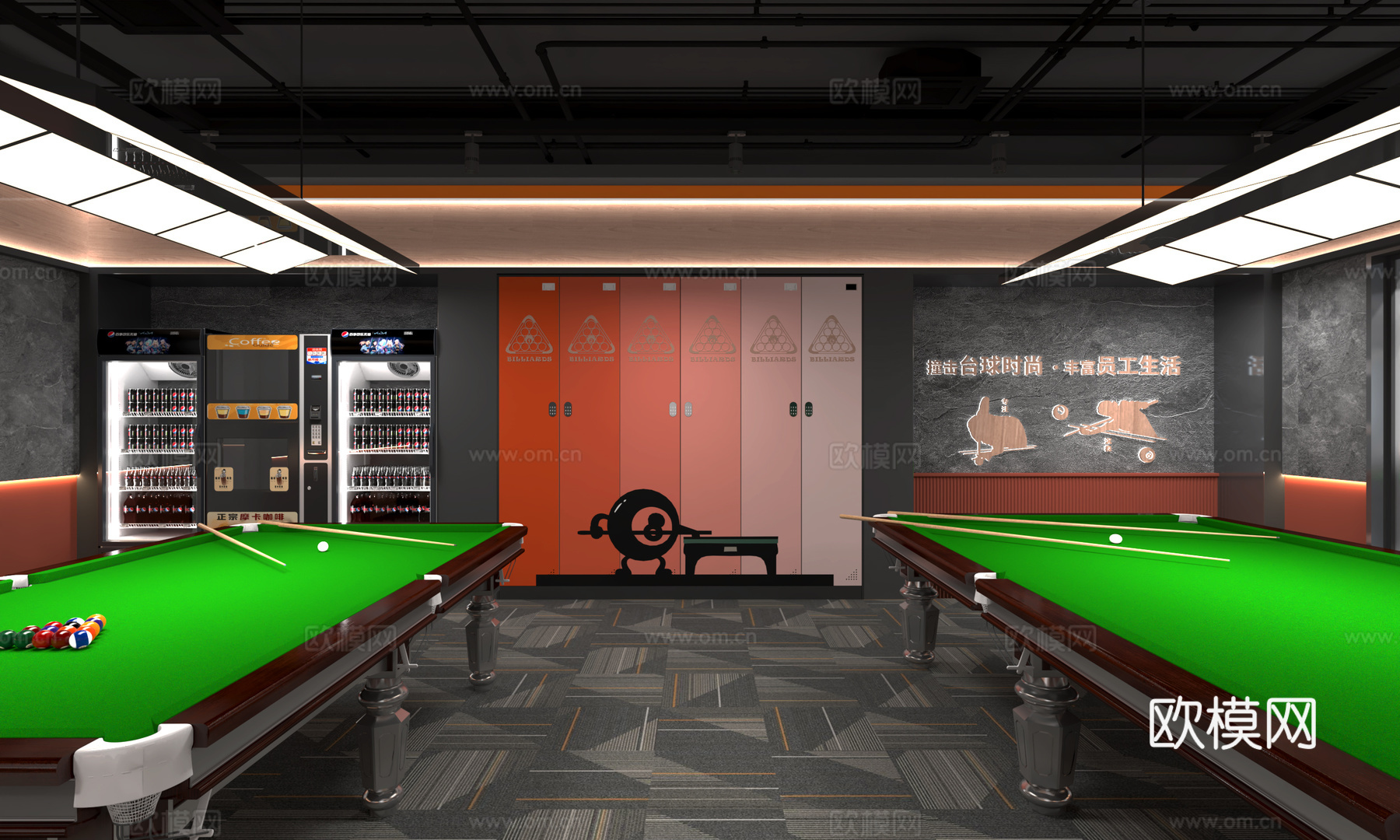 台球室3d模型下载（渲染图2）