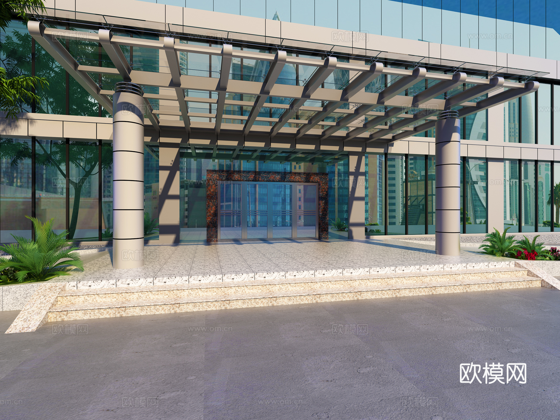 工业风门头3d模型下载（渲染图1）