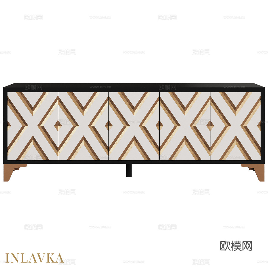 OM菱形纹四门设计款电视柜3d模型下载