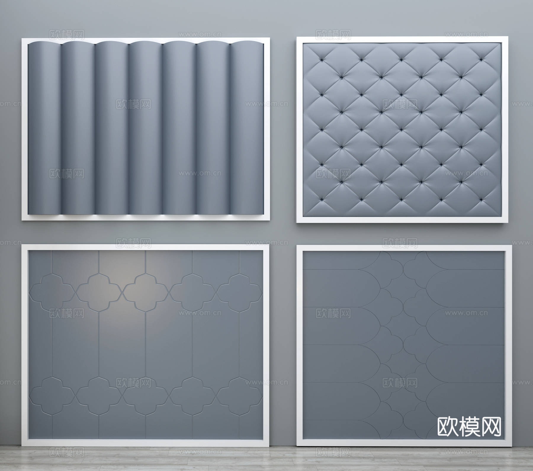 软包 欧式软包 床头软包 软包背景 艺术软包 皮革软包3d模型下载（渲染图1）