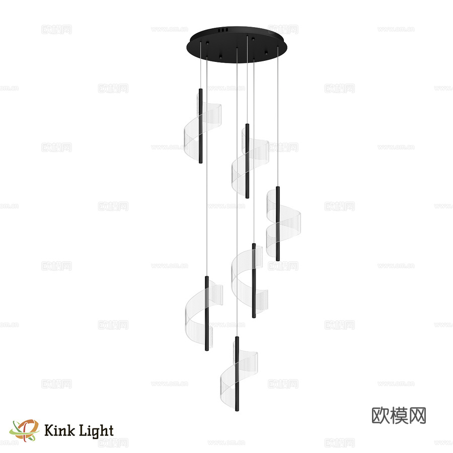 伊林吊灯黑色 08042-6A,19 OM3d模型下载