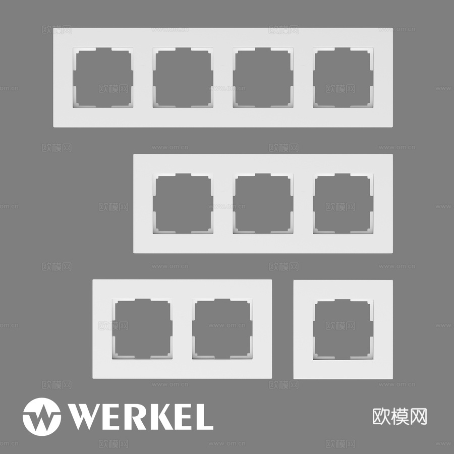 OM 系列哑光塑料插座开关边框3d模型下载