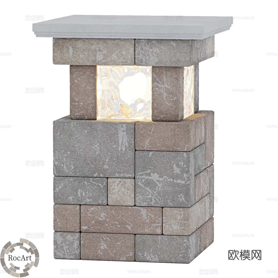 OM RocArt人造石路灯3d模型下载