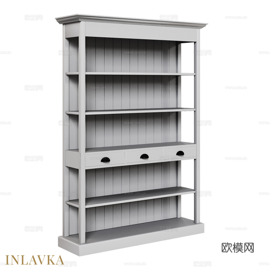 OM开放式层架三抽屉展示柜3d模型下载