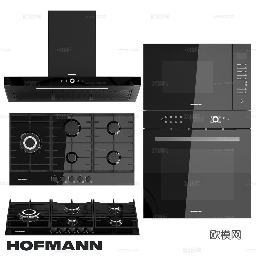 微波炉、烤箱、灶具、霍夫曼抽油烟机3d模型下载
