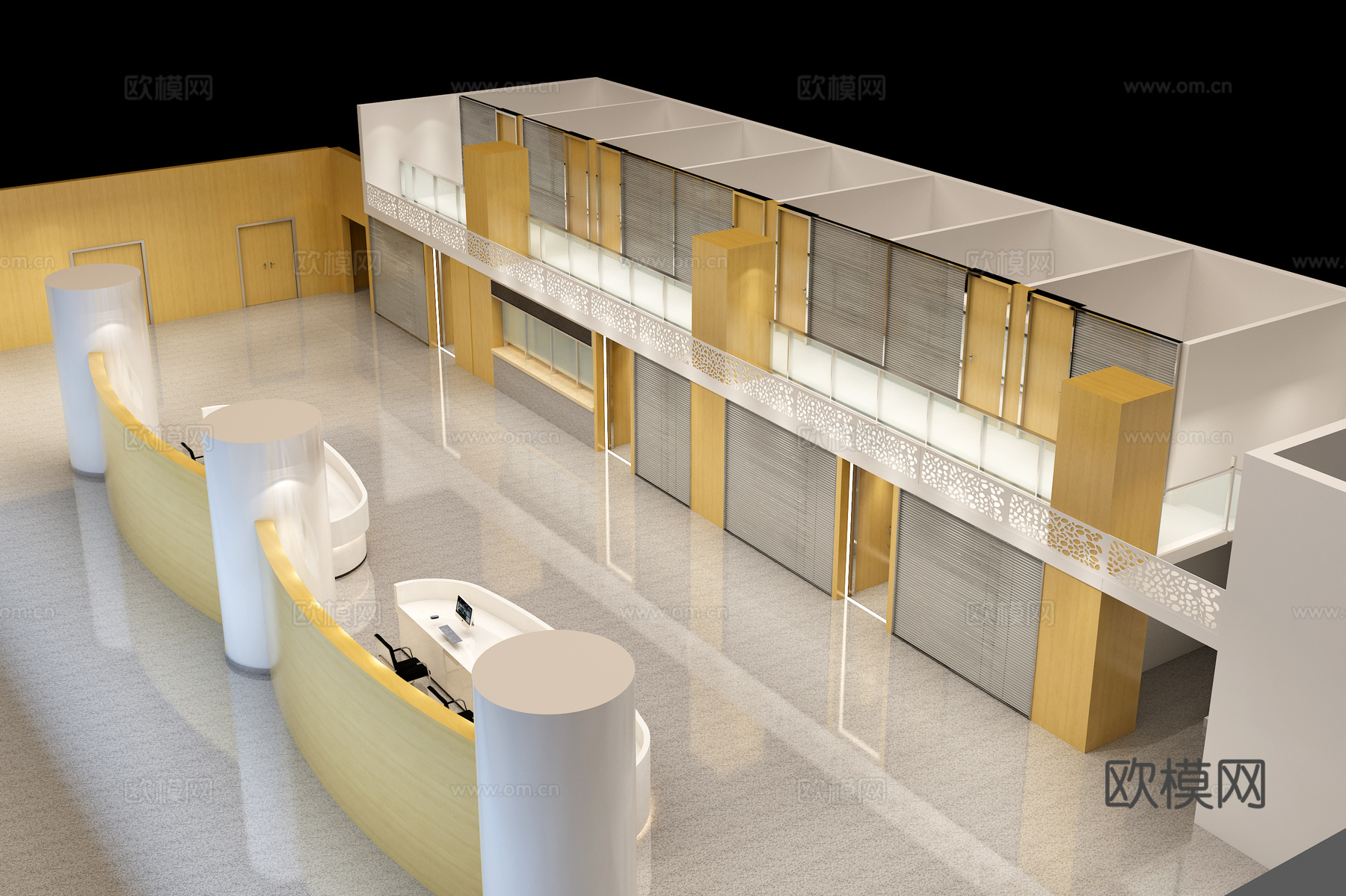 现代简约展厅3d模型下载（渲染图2）