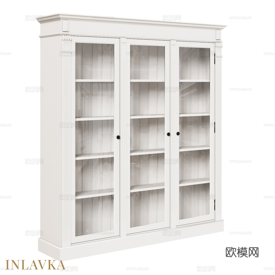 OM经典三门书柜3d模型下载