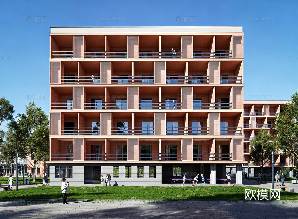 现代学校建筑 现代学校宿舍 学生宿舍 公寓su模型
