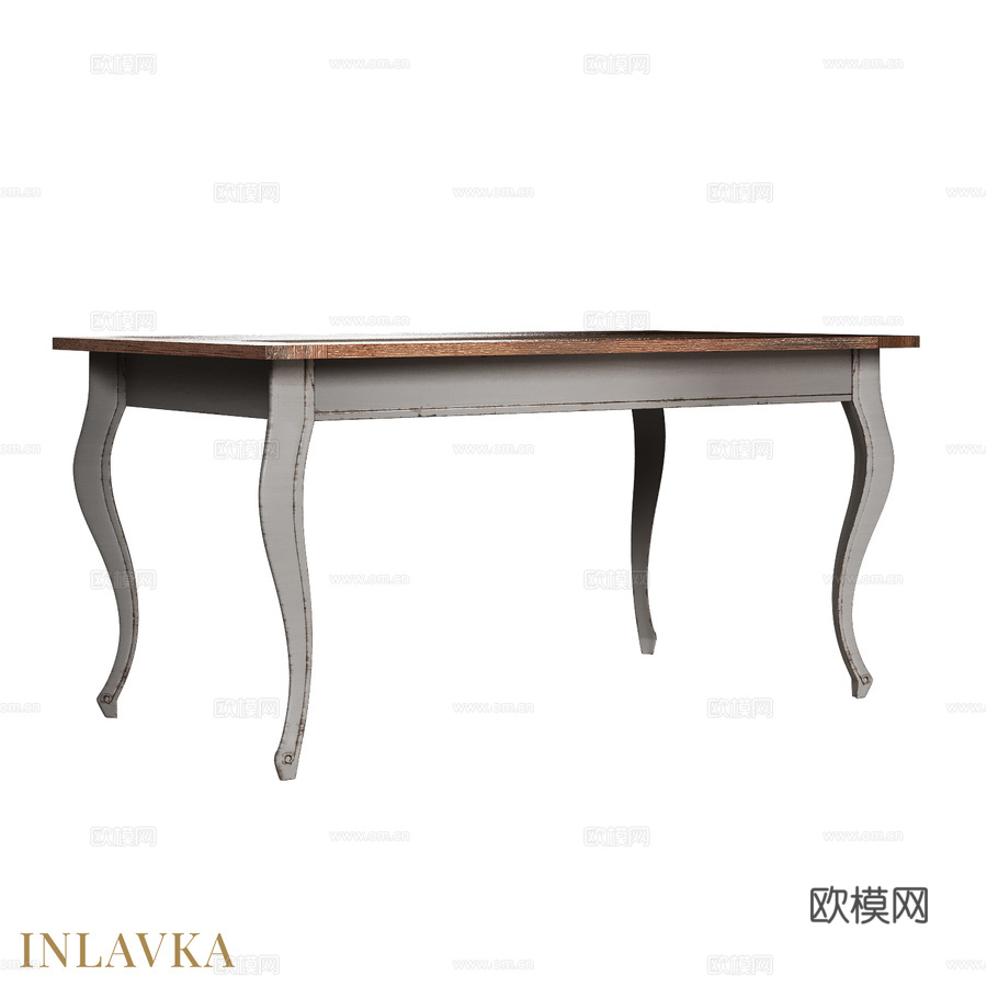OM乡村风格160x90厘米矩形餐桌3d模型下载
