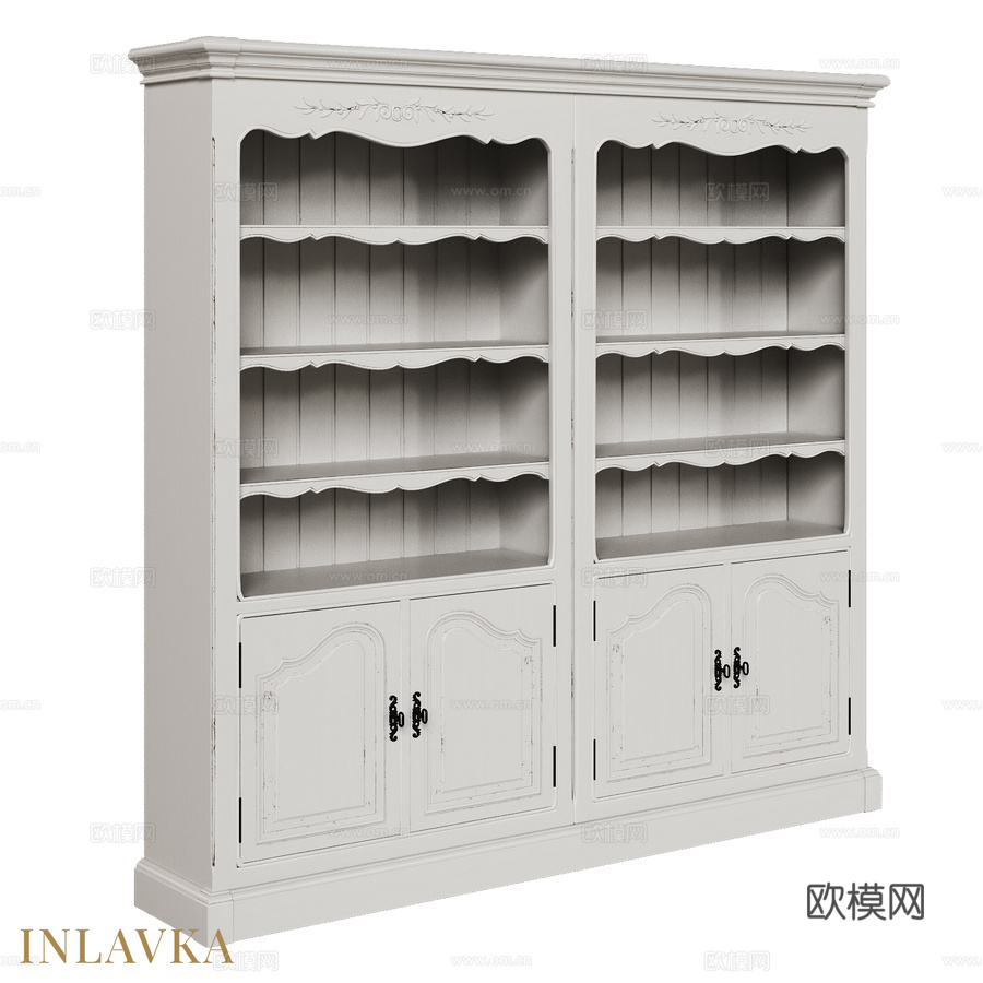 OM 经典风格双门书柜组合3d模型