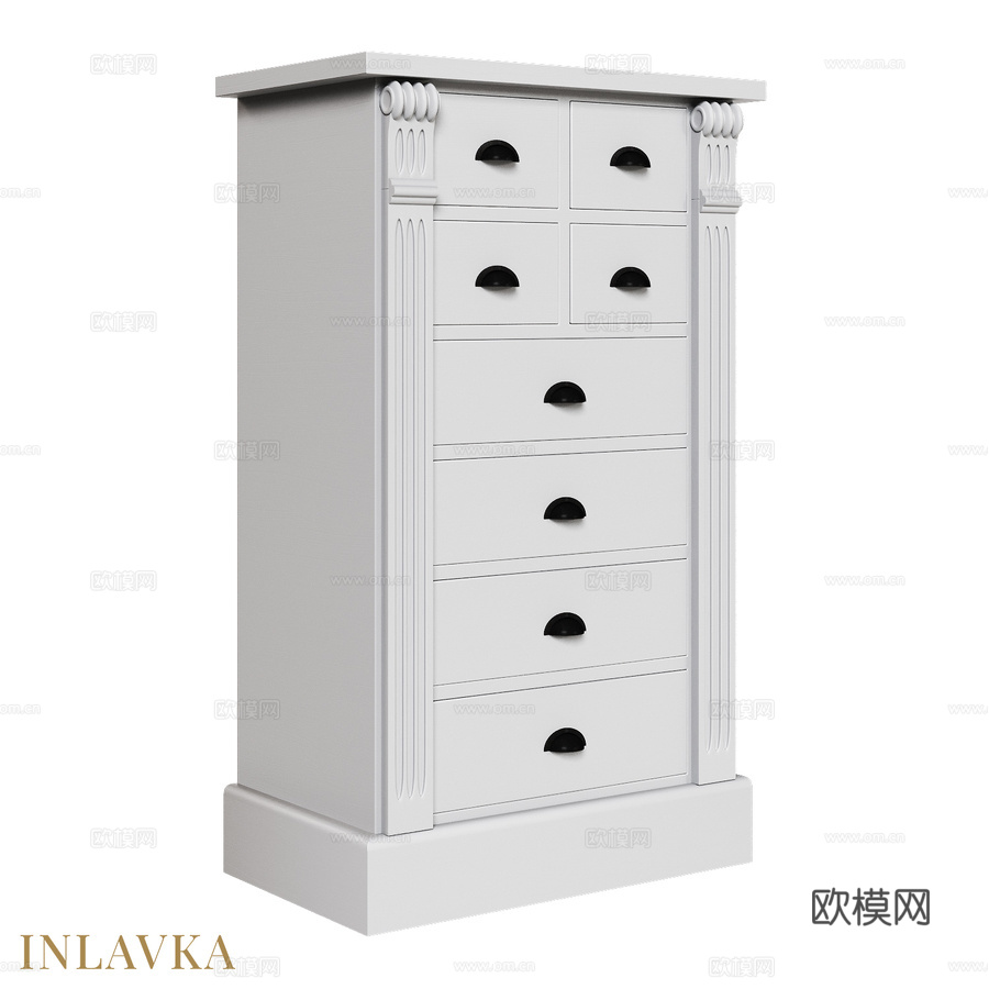 OM 经典风格8抽屉柜3d模型下载