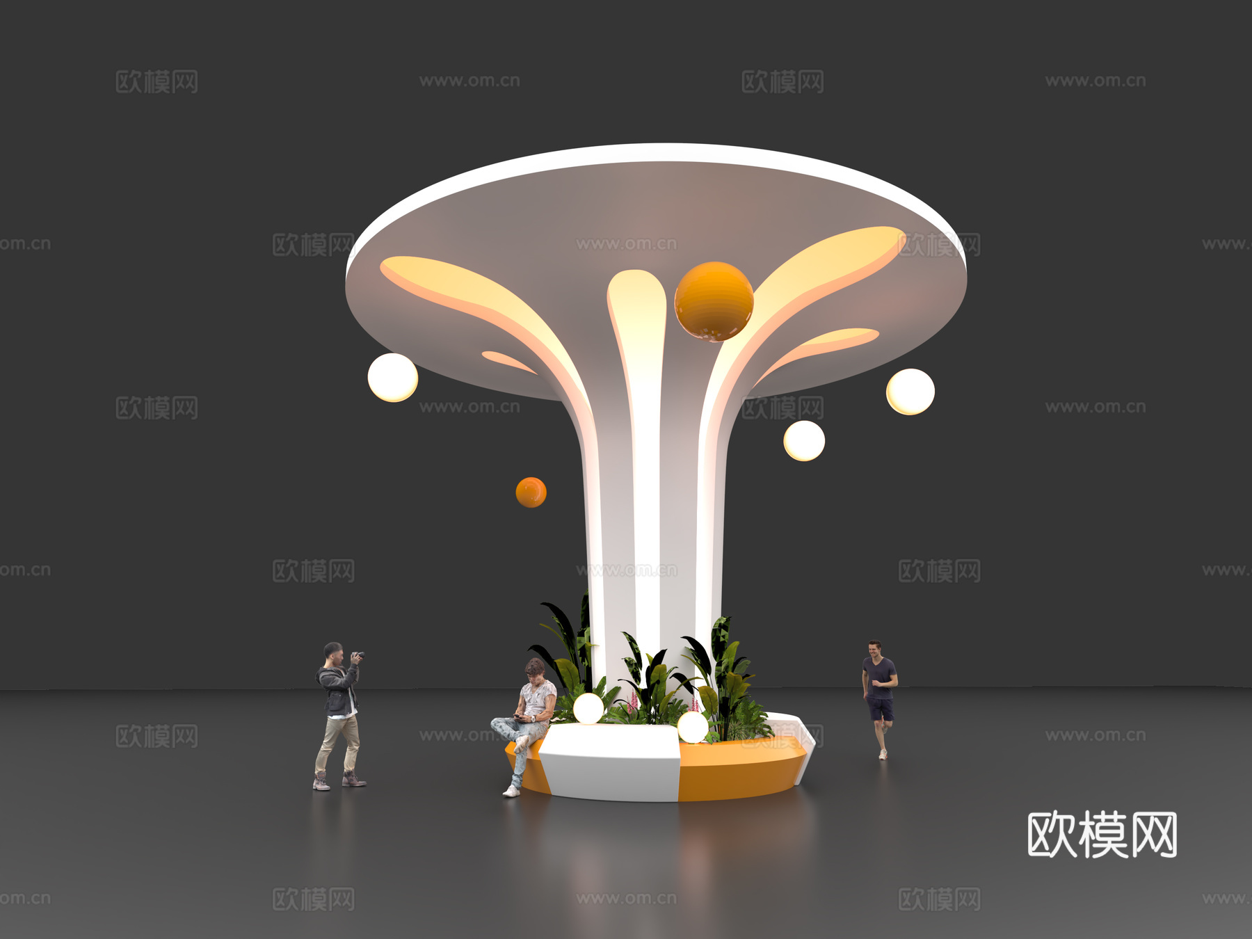 现代造型柱子3d模型下载